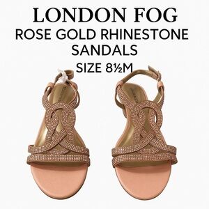 London Fog Rose Gold Rhinestone Sandals – Size 8.5M